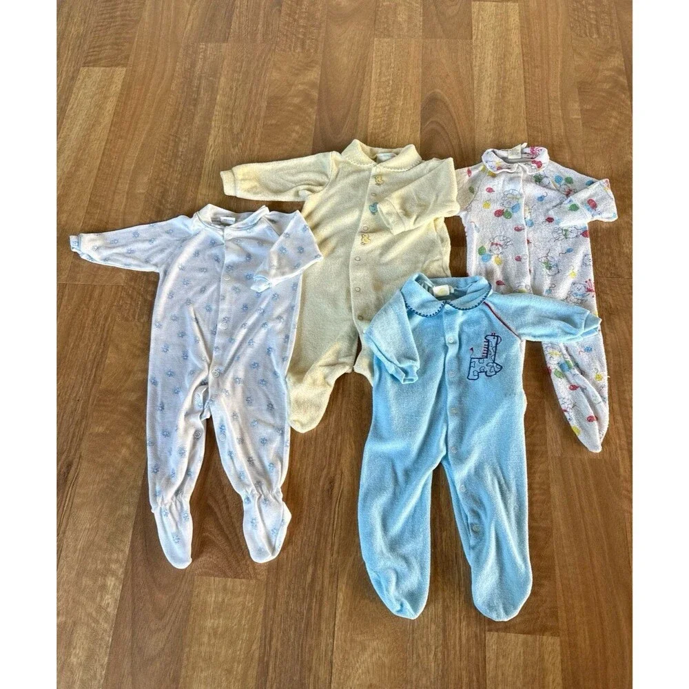 Vintage baby terry snap up Carters and more footie sleeper lot